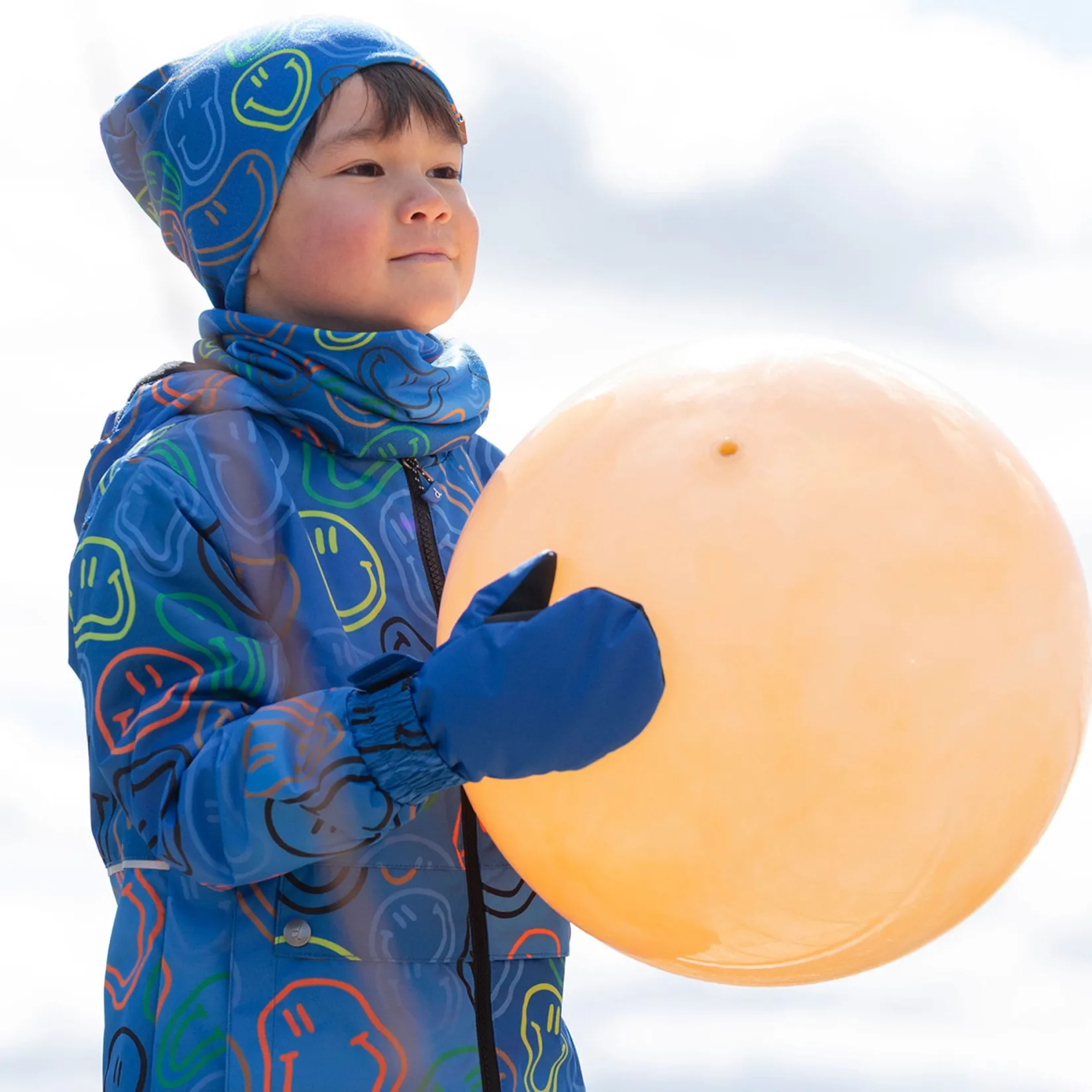 Neck Warmers And Scarves>Deux par Deux Happy Face Neck Warmer 2-14 Royal Blue