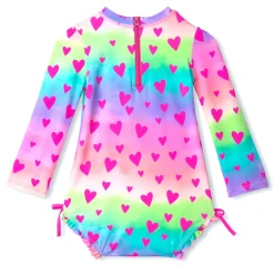 Swimsuits>Hatley Hearts Swimsuit 3-24m Fuchsia