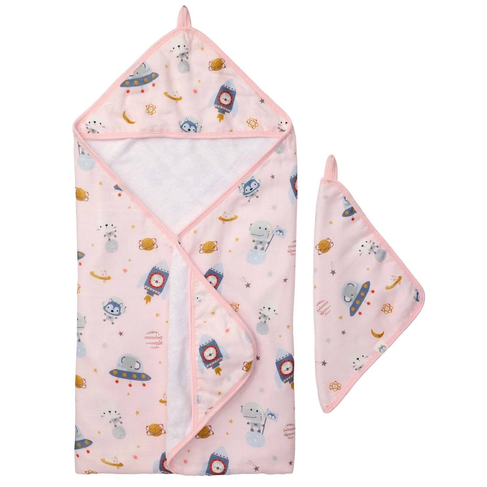 Muslin Products|Towels & Wipes>Loulou Lollipop Hooded Towel Set - Astro