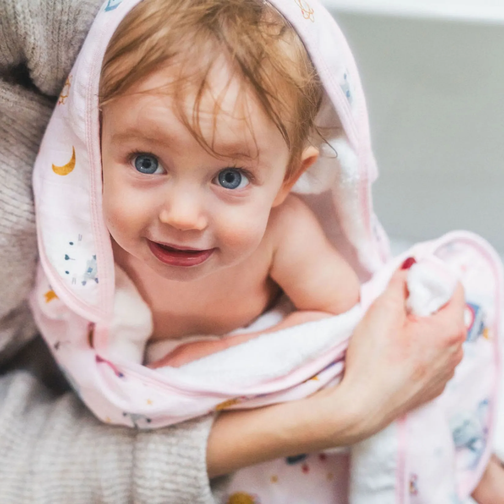 Muslin Products|Towels & Wipes>Loulou Lollipop Hooded Towel Set - Astro