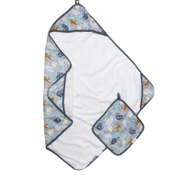 Muslin Products|Towels & Wipes>Loulou Lollipop Hooded Towel Set - Jungle Friend
