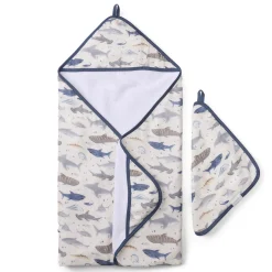 Hot Hooded Towel Set - Sharks Kids Muslin Products|Towels & Wipes