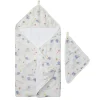 Muslin Products|Towels & Wipes>Loulou Lollipop Hooded Towel Set - Tiny Mathletes