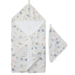 Muslin Products|Towels & Wipes>Loulou Lollipop Hooded Towel Set - Tiny Mathletes
