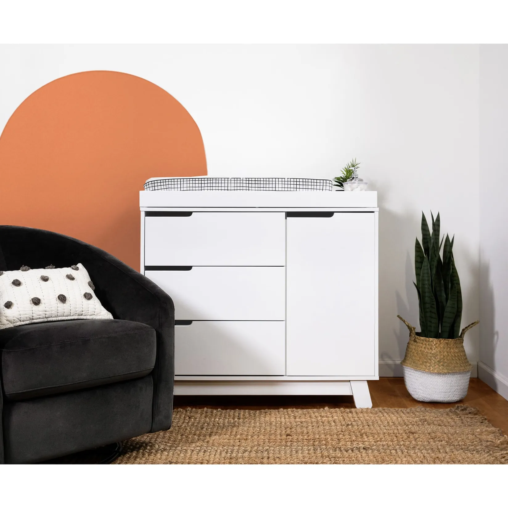 Changing Tables>Babyletto Hudson 3-Drawer Changer Dresser with Removable Changing Tray - White