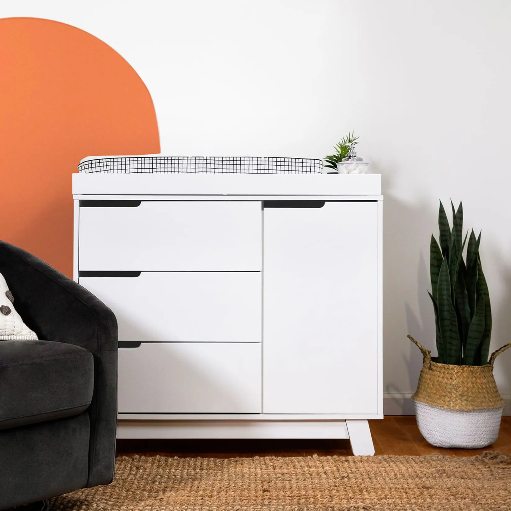 Changing Tables>Babyletto Hudson 3-Drawer Changer Dresser with Removable Changing Tray - White