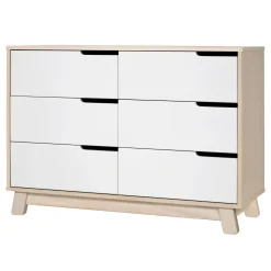 Hudson 6-Drawer Double Dresser - Washed Natural / White Storage Furniture