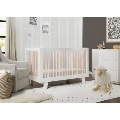 Hot Hudson 3-in-1 Convertible Crib - White / Washed Natural Cribs & Mattresses|Cribs & Mattresses