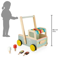 Hot Ice Cream Cart Push-Along Trolley Kids Wooden Toys|Walkers