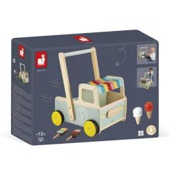 Hot Ice Cream Cart Push-Along Trolley Kids Wooden Toys|Walkers