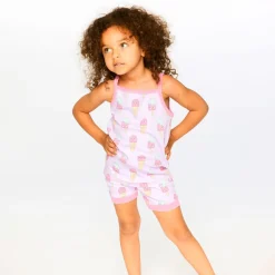 Pajamas & Bathrobes>Deux par Deux Ice Cream Pajama Set 7-10 Pink