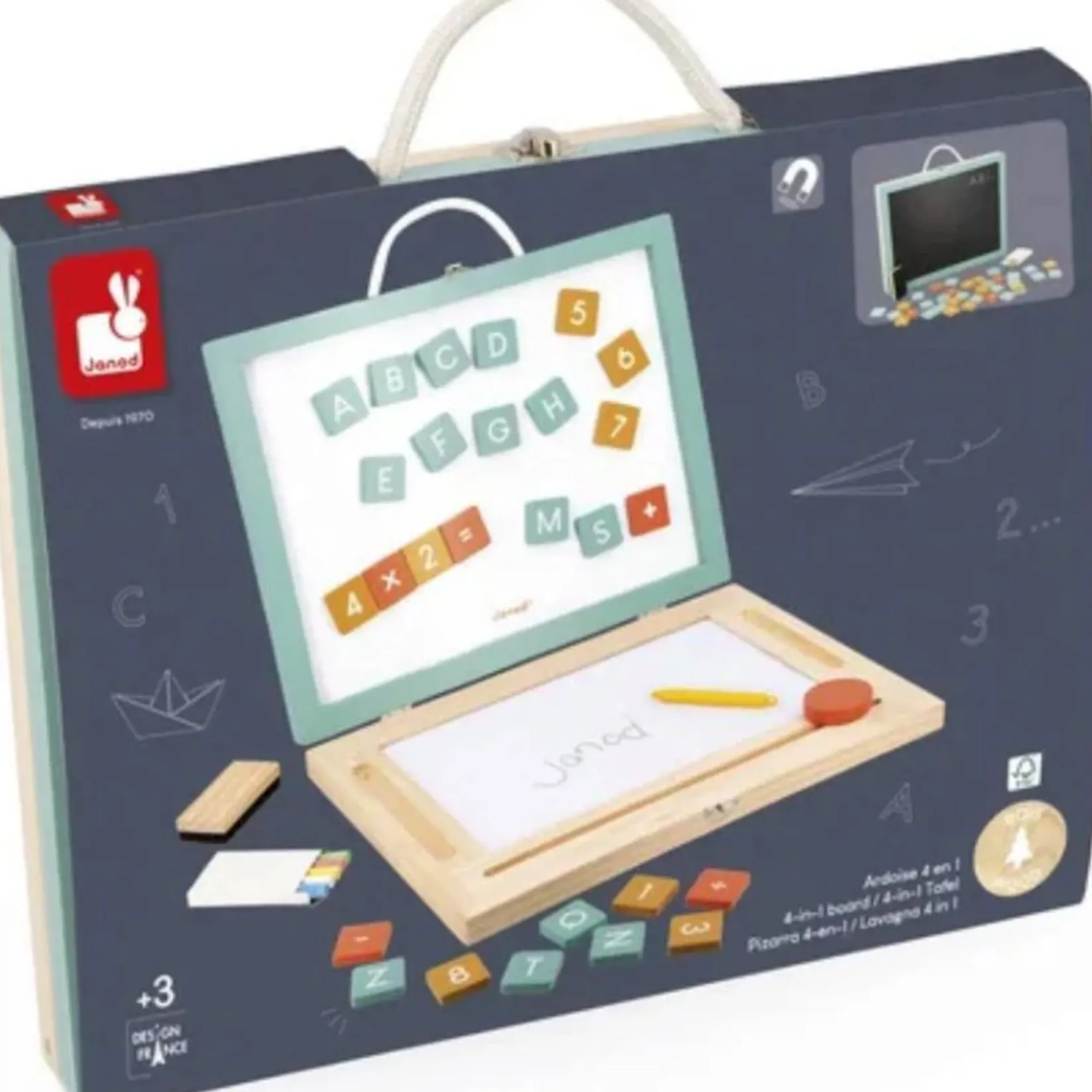 Diy & Activities>Janod 4-in-1 Portable Magnetic and Chalk Board