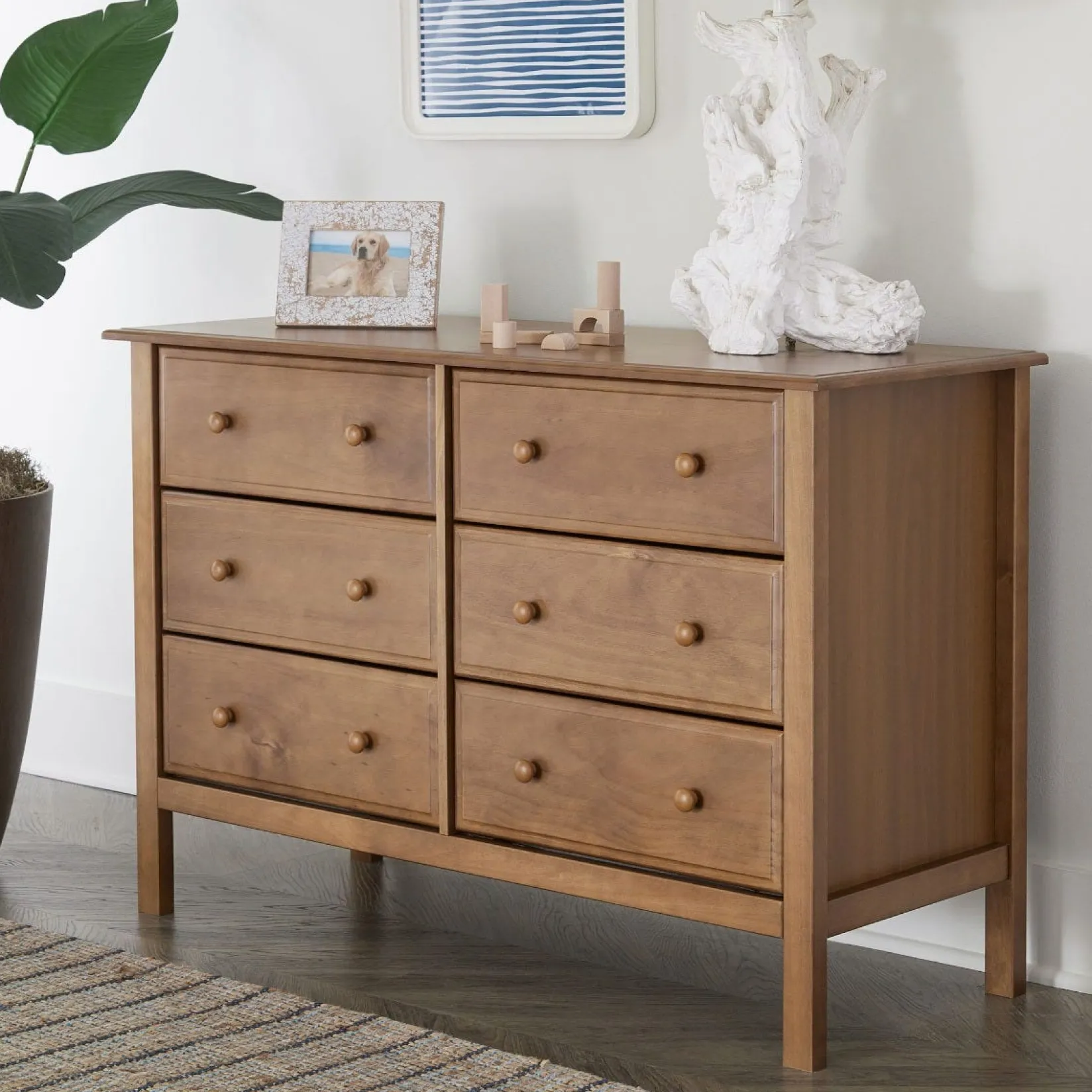 Storage Furniture>DaVinci Jayden 6-Drawer Double Wide Dresser - Chestnut