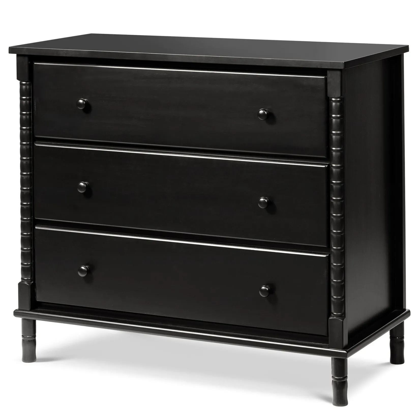 Hot Jenny Lind Spindle 3-Drawer Dresser - Ebony Black Storage Furniture