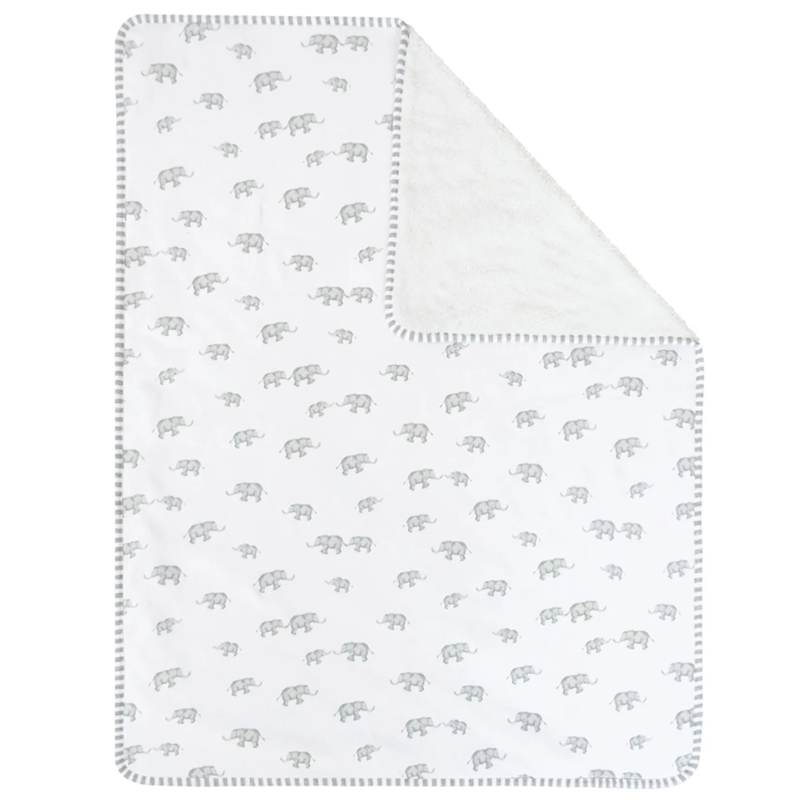 Blankets|Blankets>Living Textiles Jersey Sherpa Blanket - Grey Elephant