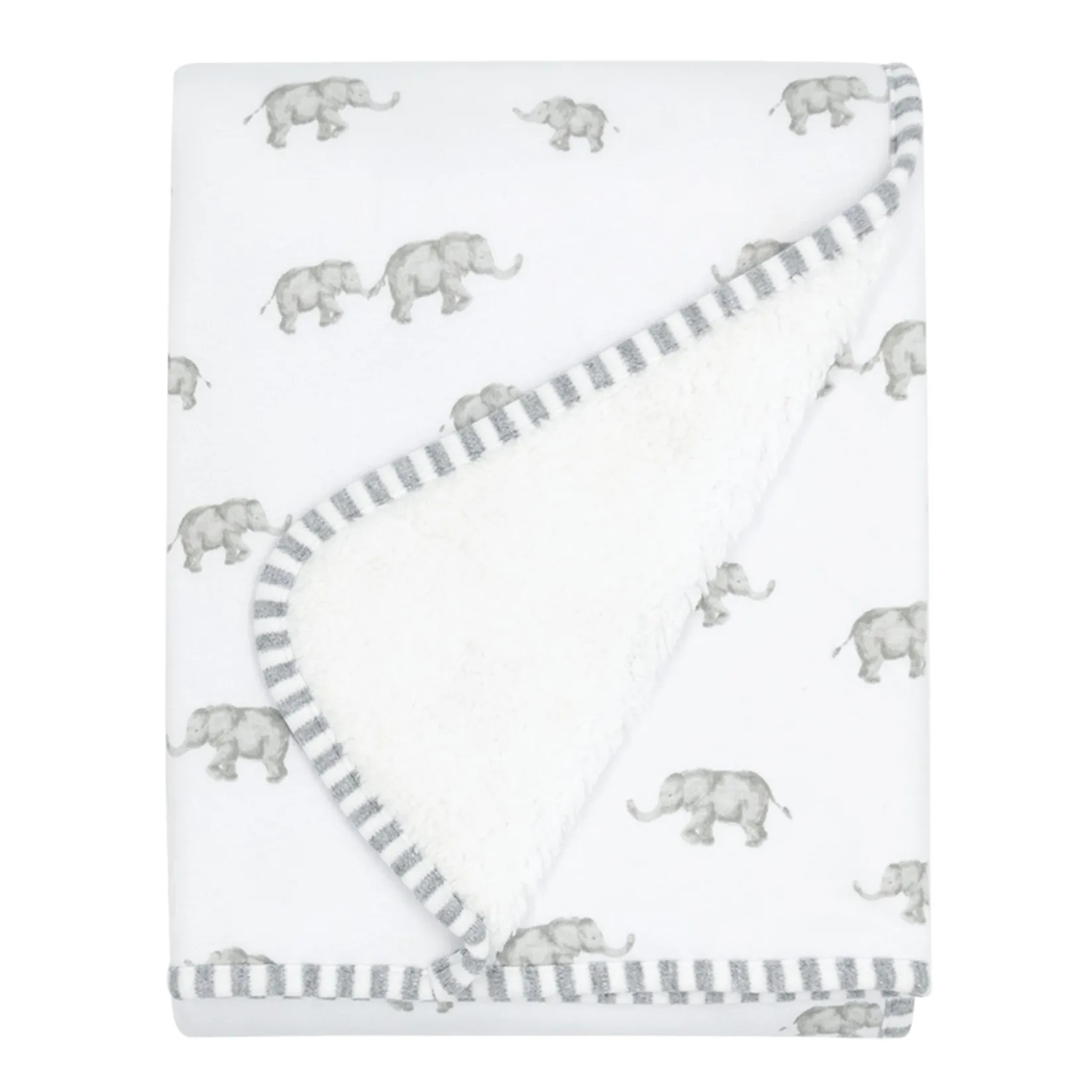 Blankets|Blankets>Living Textiles Jersey Sherpa Blanket - Grey Elephant