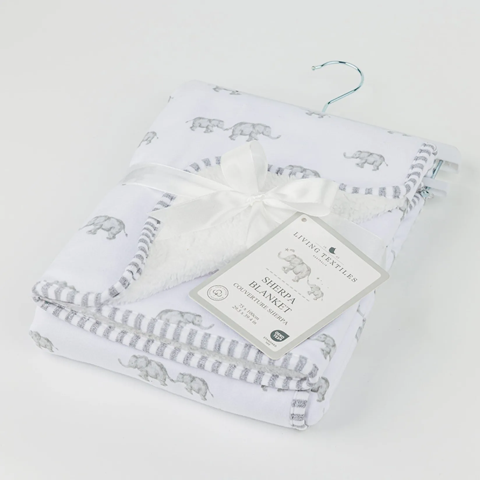 Blankets|Blankets>Living Textiles Jersey Sherpa Blanket - Grey Elephant