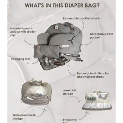Outlet Juliette Diaper Bag - Grey Diaper Bags|Diaper Bags