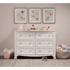 Sale Kalani 6-Drawer Double Wide Dresser - White Finish Storage Furniture
