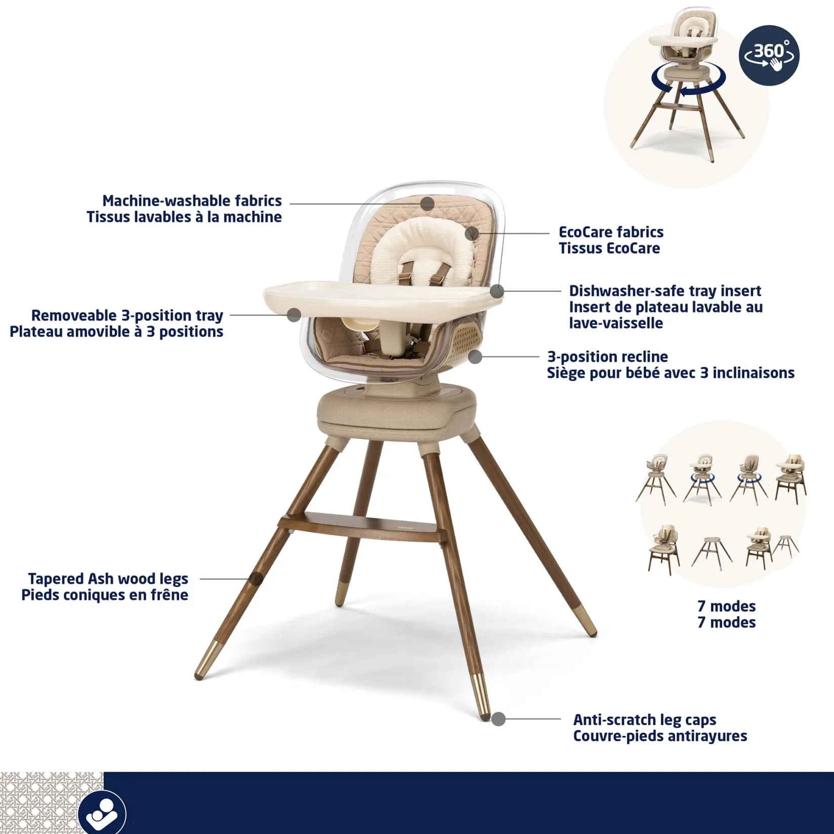 Discount Kiskadee 360° Rotating High Chair - Natural High Chairs & Booster Seats|High Chairs & Booster Seats