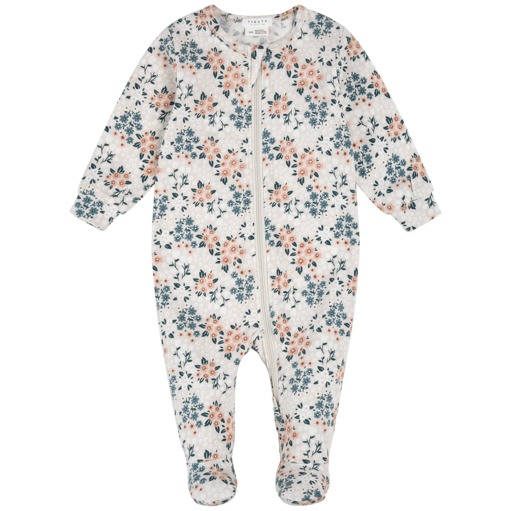 Pajamas|Pyjamas>Firsts par Petit Lem Lamb Flowers Pajamas 0-12m Beige