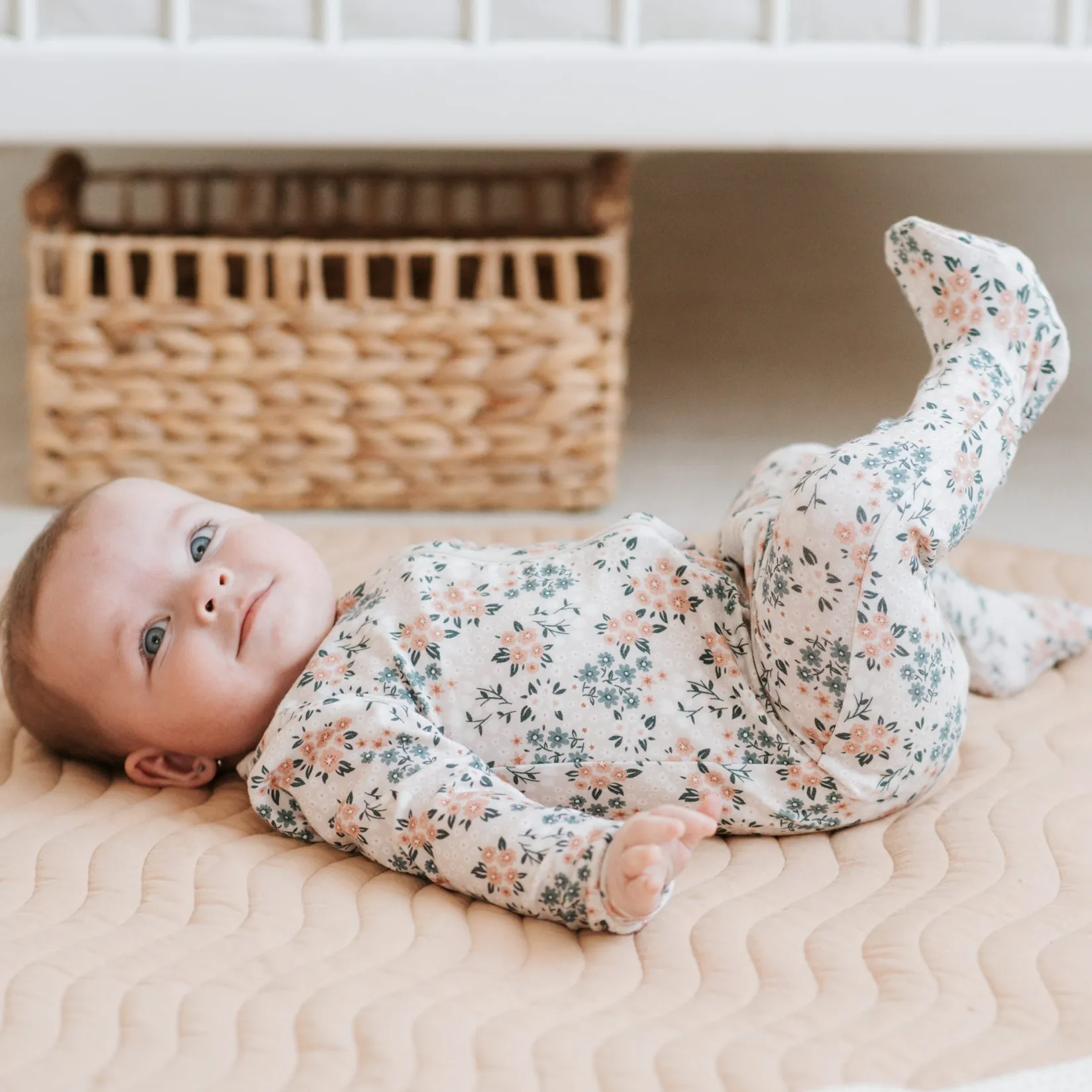 Pajamas|Pyjamas>Firsts par Petit Lem Lamb Flowers Pajamas 0-12m Beige