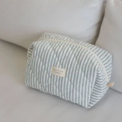 Discount Large Quilted Pouch- Sage Stripes Diaper Bags|Diaper Bags