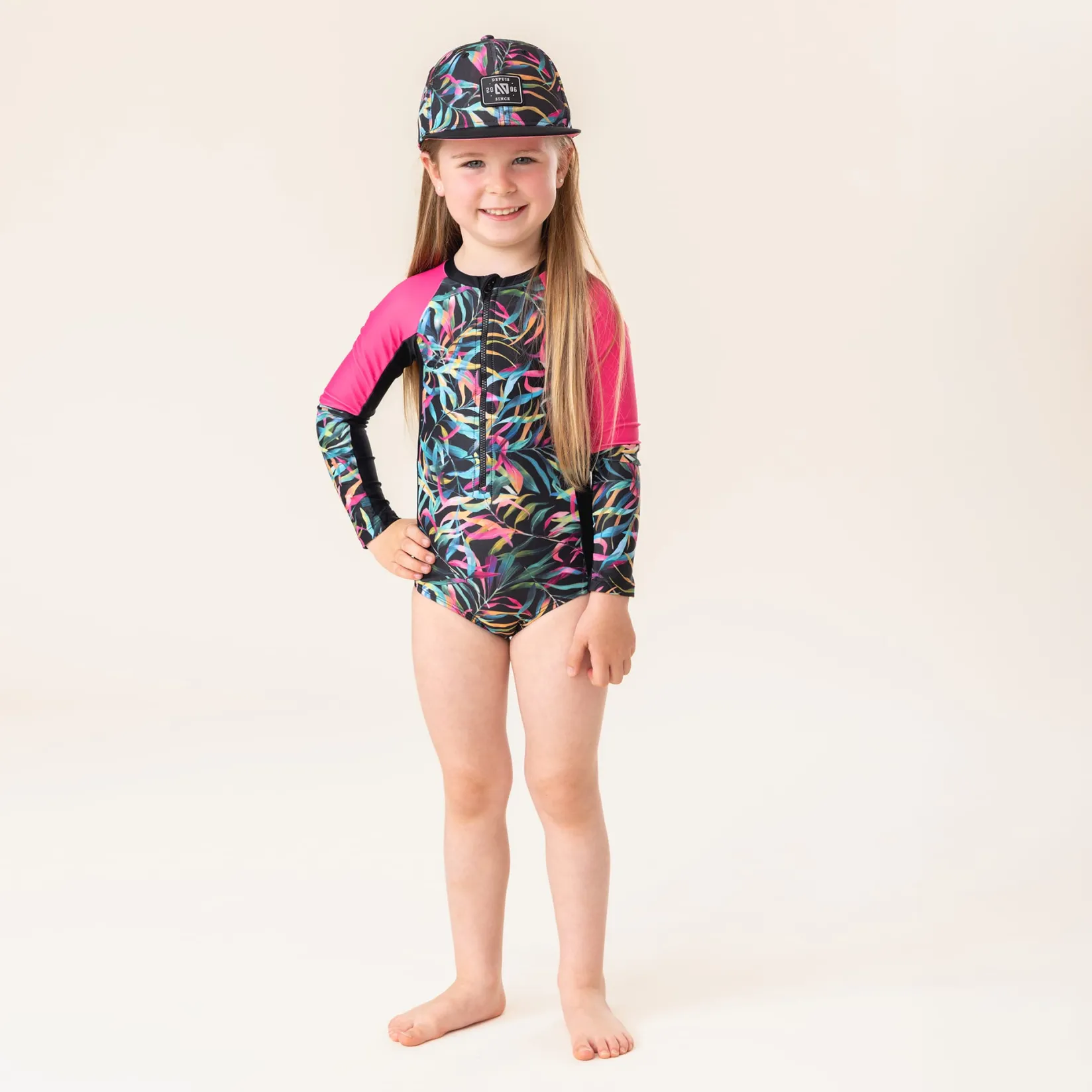 Swimsuits>Nano Leafage Uv Ls Swimsuit 2-14 Black