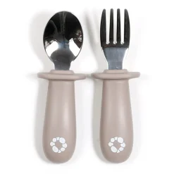 Breastfeeding|Tableware>Bulle Learning Spoon & Fork Set - Taupe