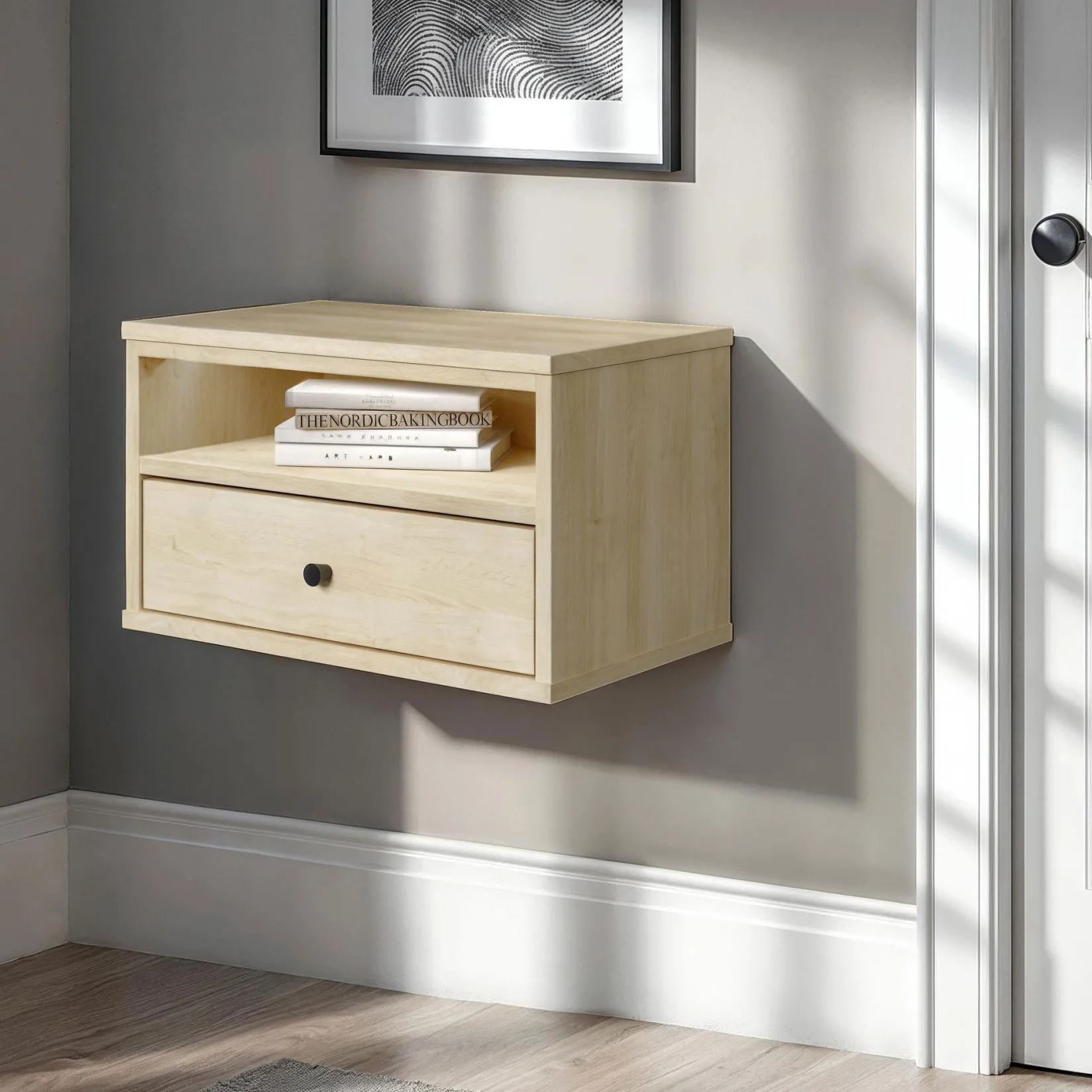 Nightstands>South Shore LED Nightstand - Sazena Bleached Oak