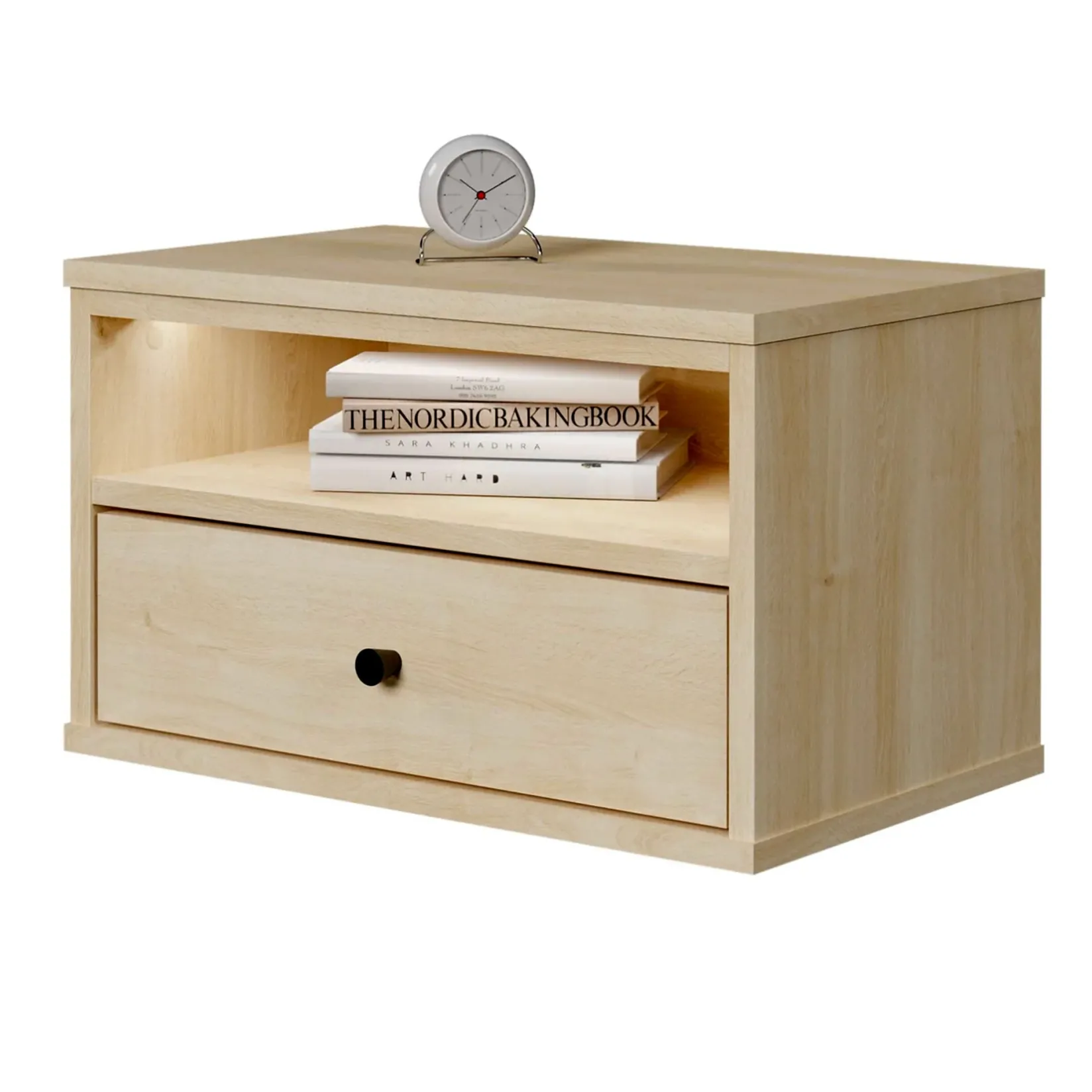 Nightstands>South Shore LED Nightstand - Sazena Bleached Oak
