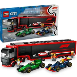 New City F1® Truck with RB20 & AMR24 F1® Cars Kids Assembly & Construction