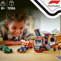 New City F1® Truck with RB20 & AMR24 F1® Cars Kids Assembly & Construction