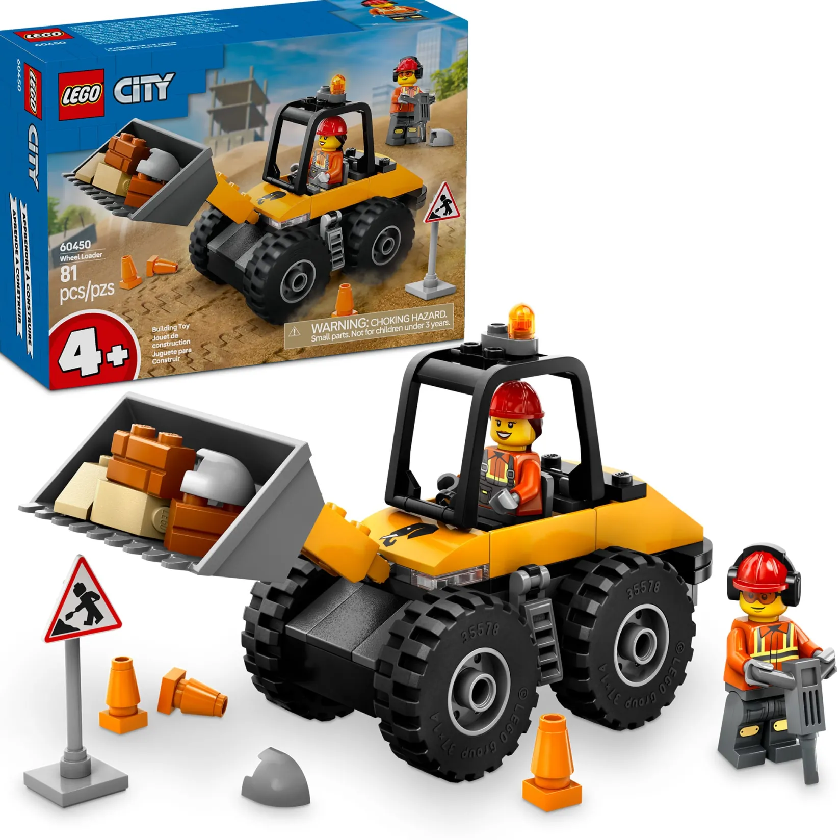 Assembly & Construction>LEGO® City Yellow Construction Wheel Loader