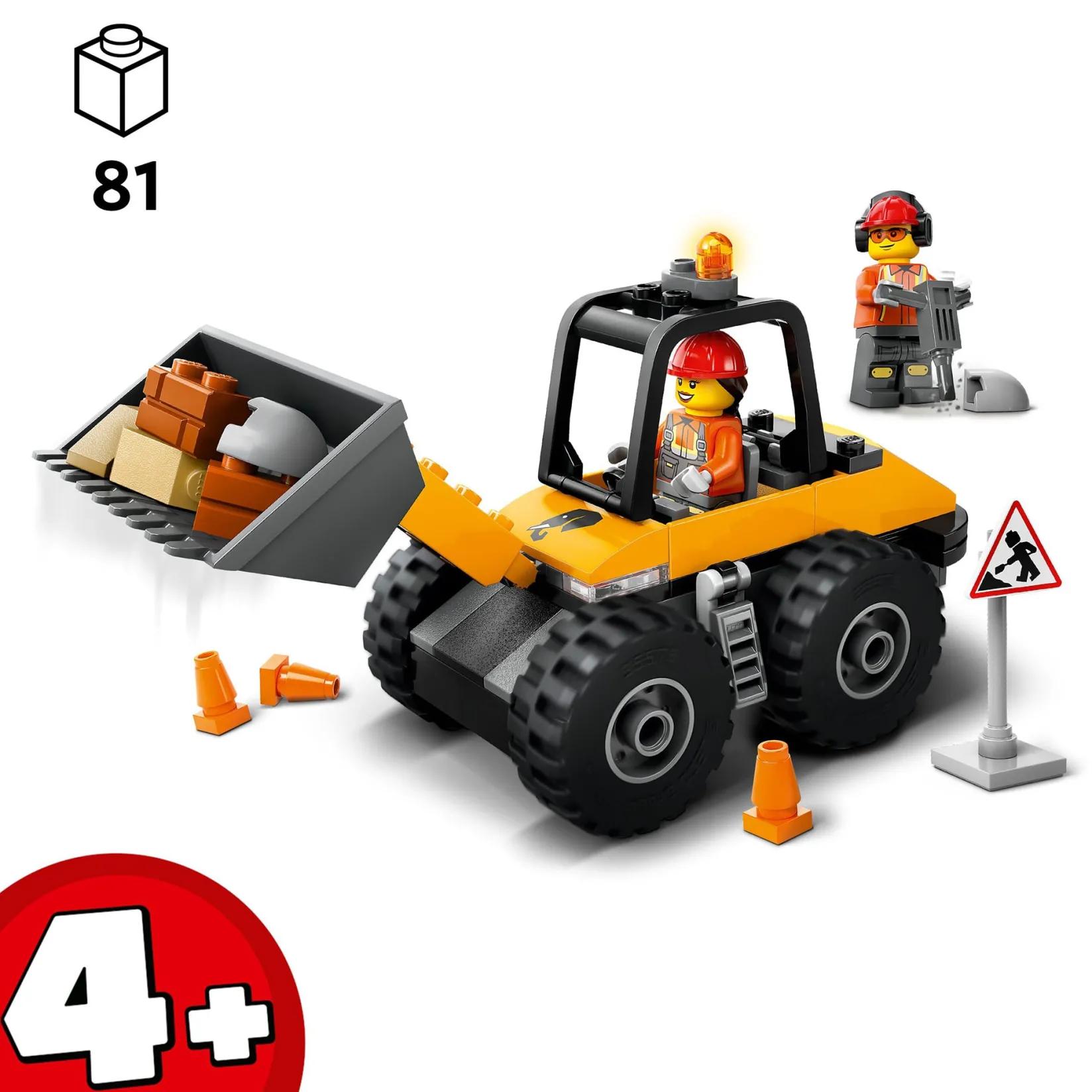 Assembly & Construction>LEGO® City Yellow Construction Wheel Loader