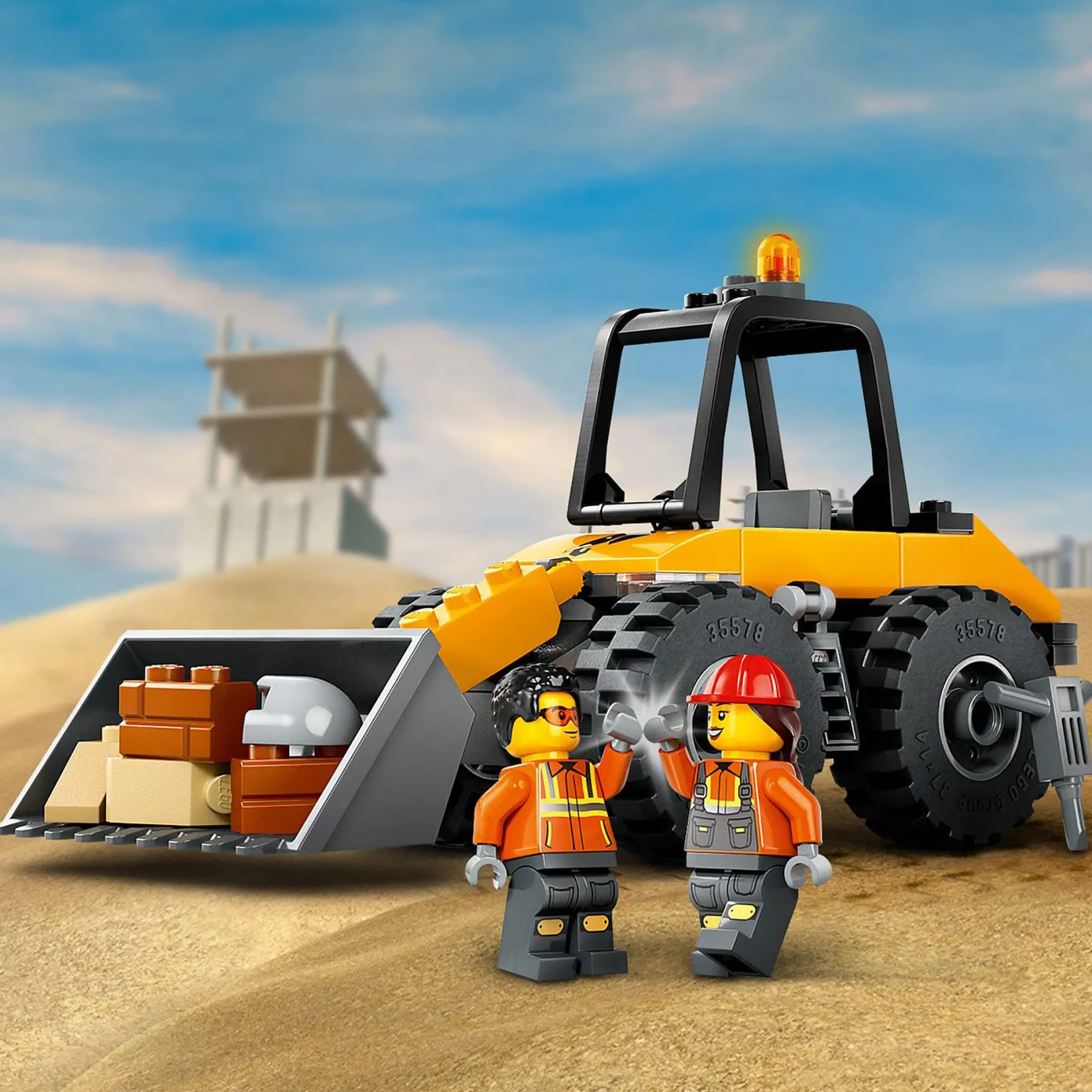 Assembly & Construction>LEGO® City Yellow Construction Wheel Loader
