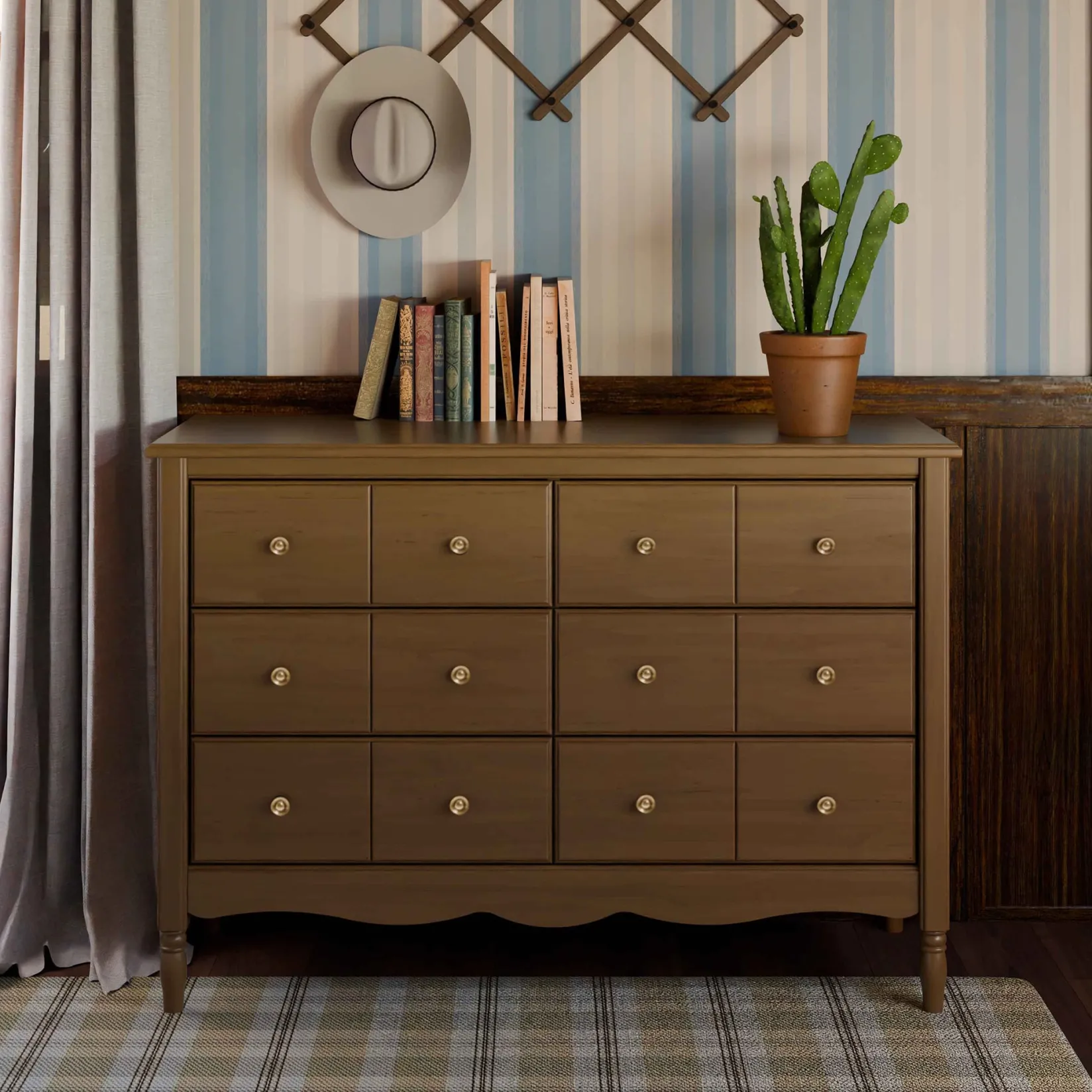 Hot Liberty 6-Drawer Assembled Dresser - Natural Walnut Storage Furniture