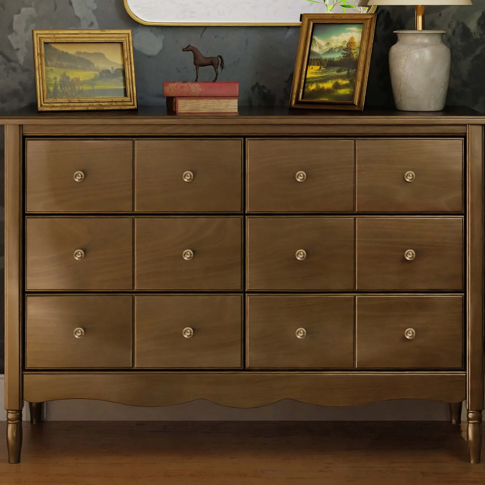 Hot Liberty 6-Drawer Assembled Dresser - Natural Walnut Storage Furniture