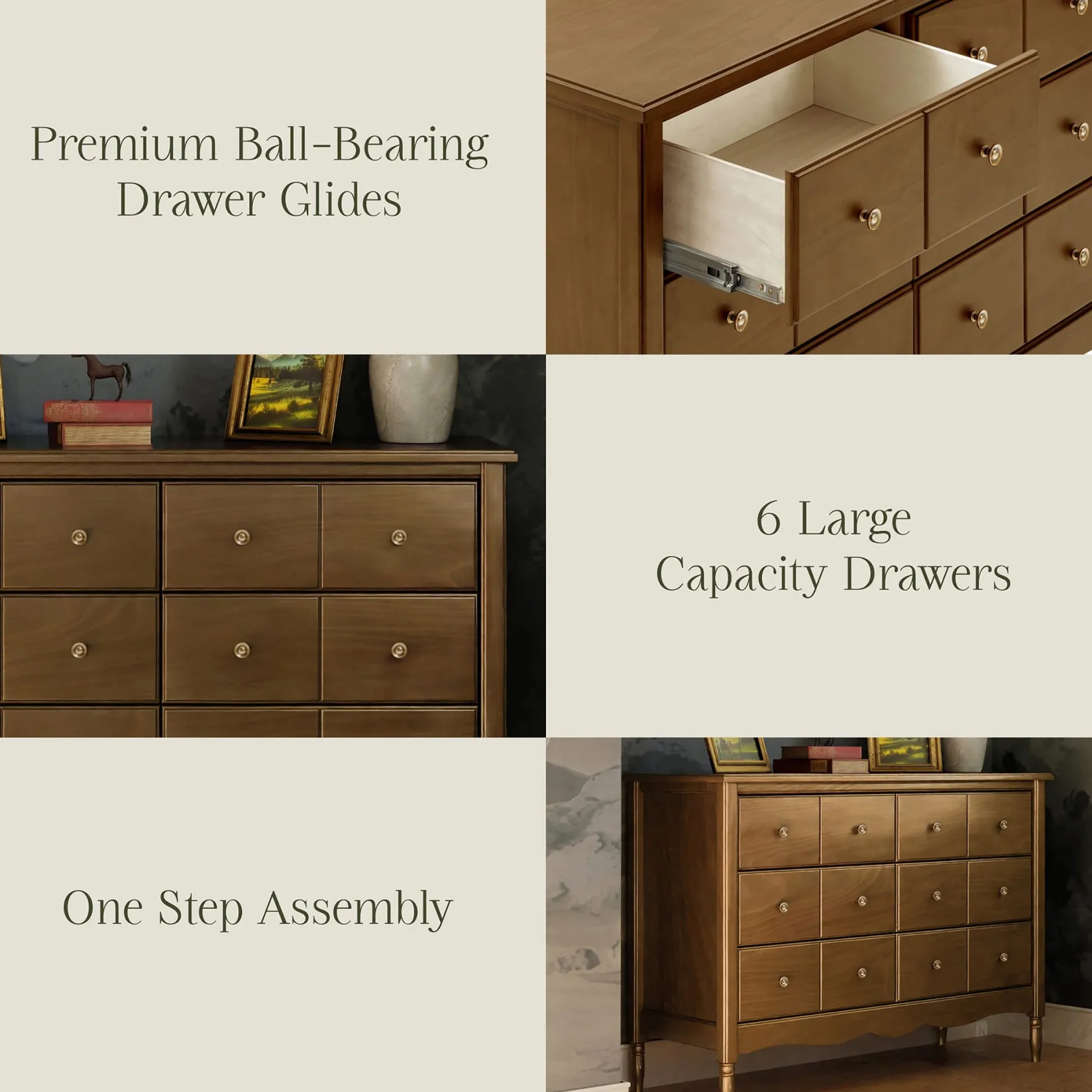 Hot Liberty 6-Drawer Assembled Dresser - Natural Walnut Storage Furniture