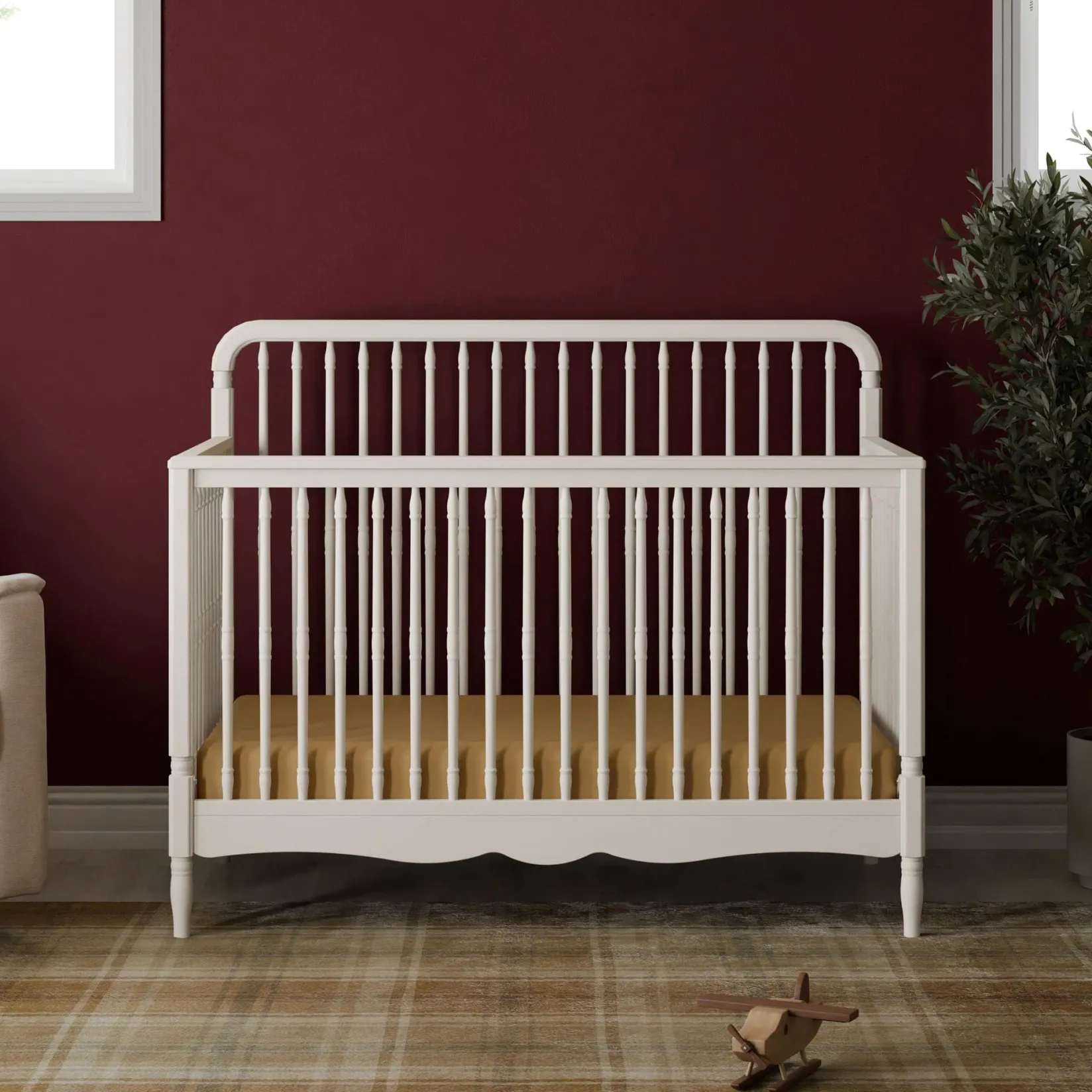 Cribs & Mattresses|Cribs & Mattresses>Namesake Liberty 4-in-1 Convertible Spindle Crib - Warm White