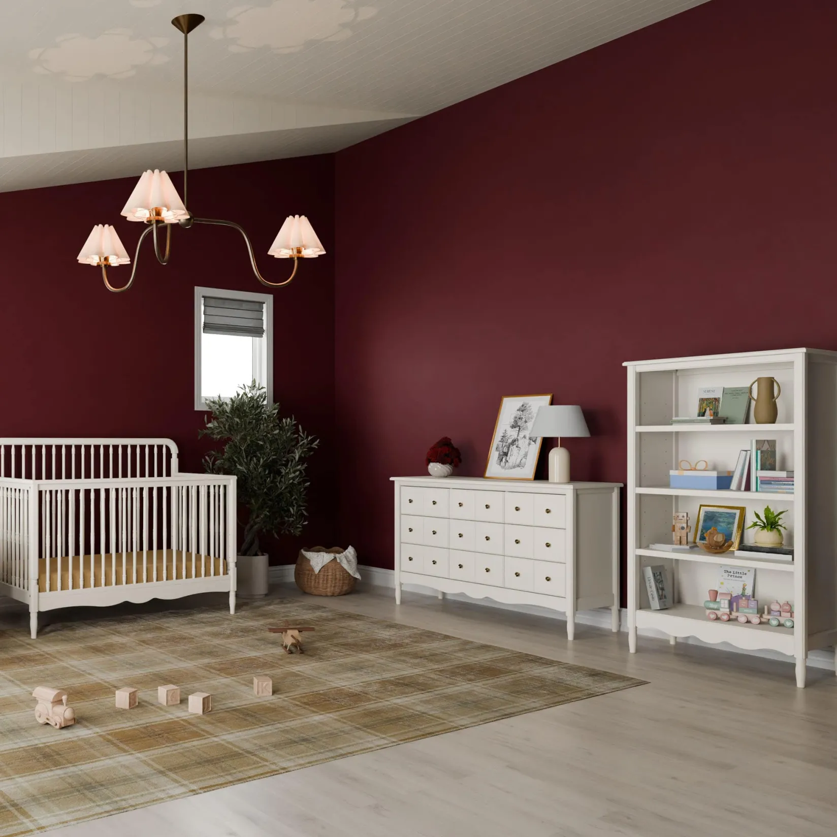 Cribs & Mattresses|Cribs & Mattresses>Namesake Liberty 4-in-1 Convertible Spindle Crib - Warm White