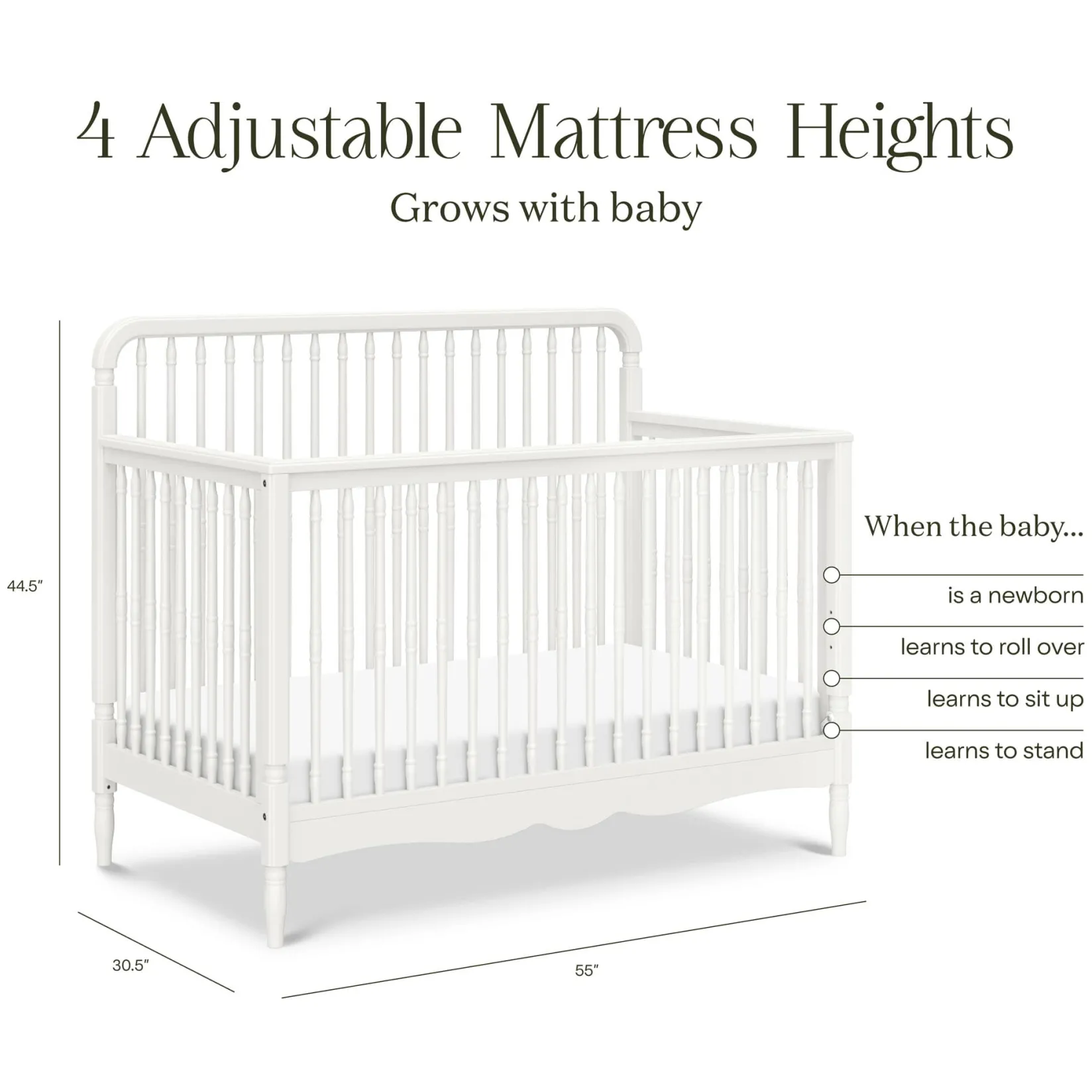 Cribs & Mattresses|Cribs & Mattresses>Namesake Liberty 4-in-1 Convertible Spindle Crib - Warm White