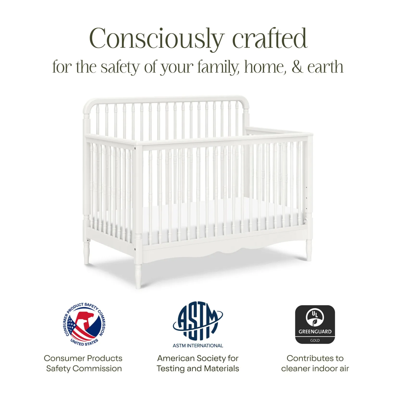 Cribs & Mattresses|Cribs & Mattresses>Namesake Liberty 4-in-1 Convertible Spindle Crib - Warm White