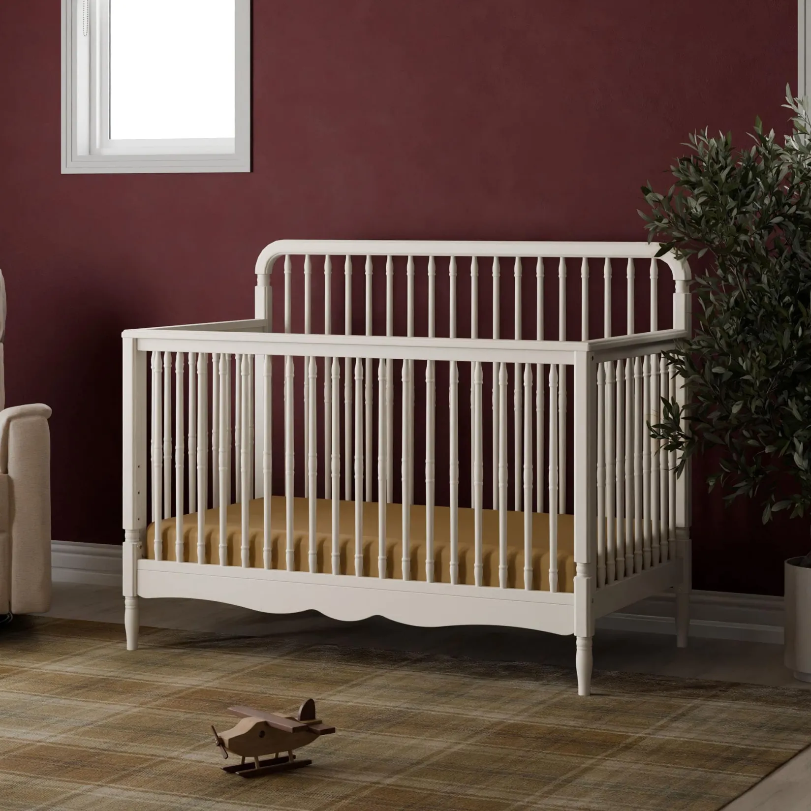 Cribs & Mattresses|Cribs & Mattresses>Namesake Liberty 4-in-1 Convertible Spindle Crib - Warm White