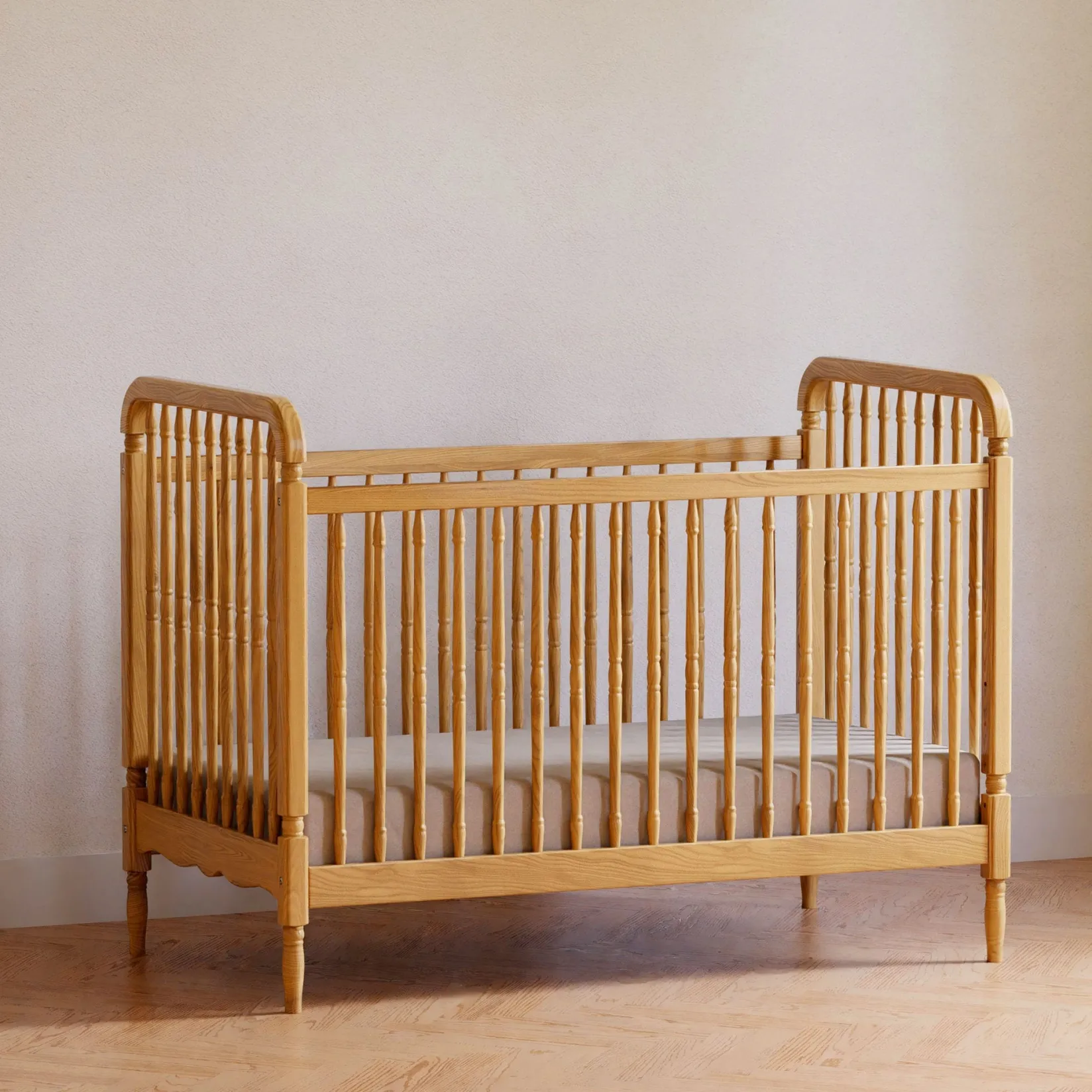 Liberty 3-in-1 Convertible Spindle Crib With Conversion Kit - Honey Cribs & Mattresses|Cribs & Mattresses