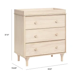 Best Lolly 3-Drawer Changer Dresser with Removable Changing Tray - Washed Natural Changing Tables