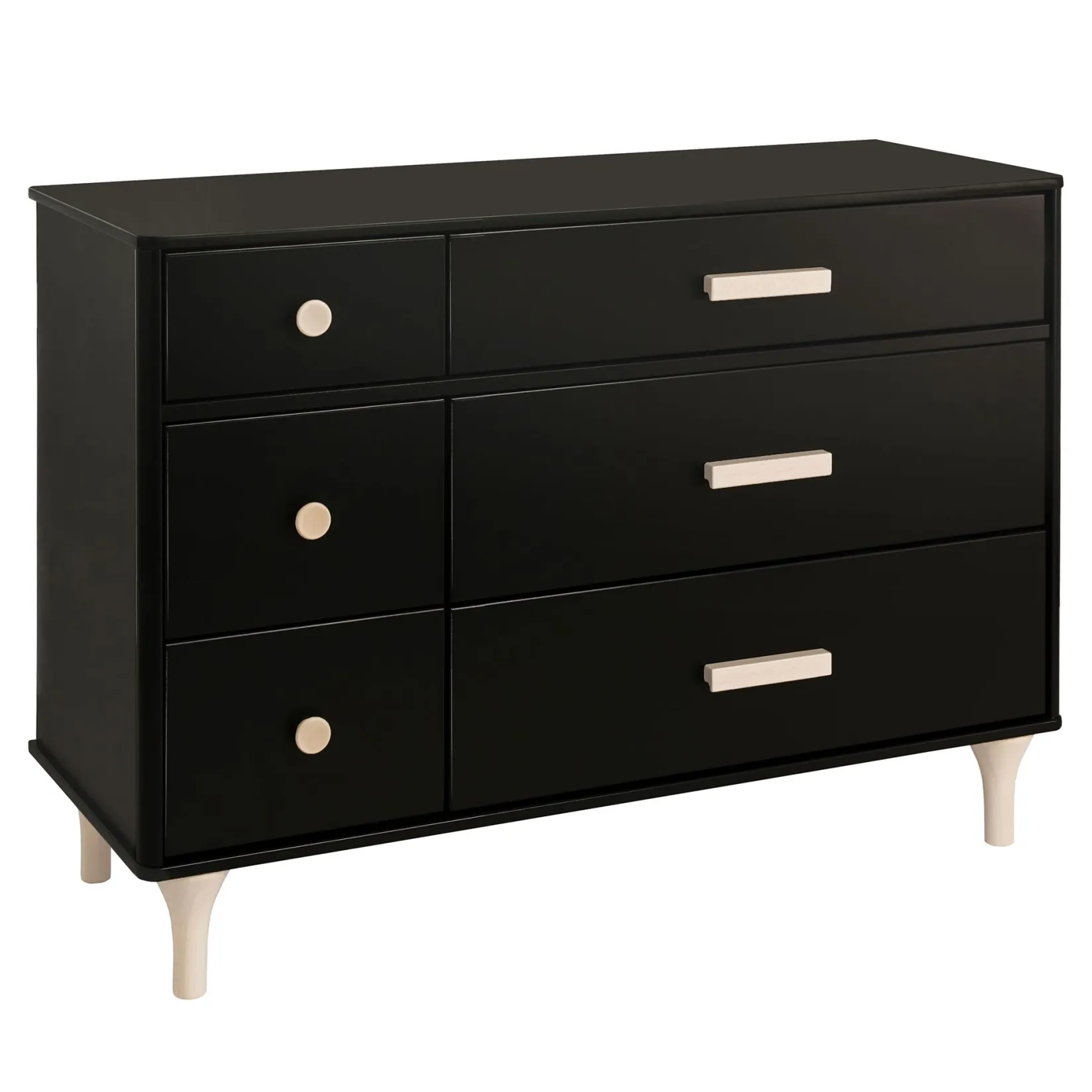 Lolly 6-Drawer Double Dresser - Black / Washed Natural Storage Furniture