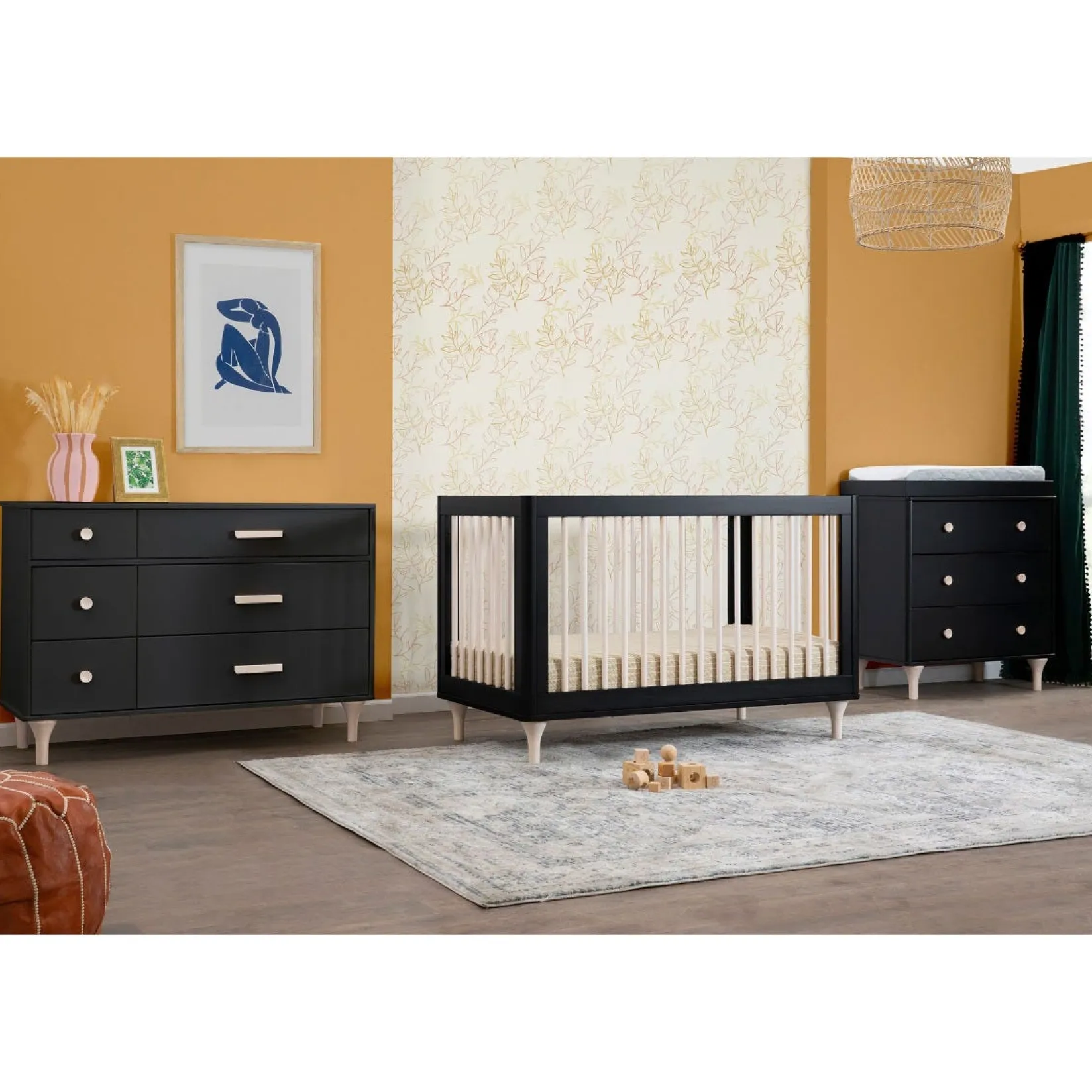 Lolly 6-Drawer Double Dresser - Black / Washed Natural Storage Furniture