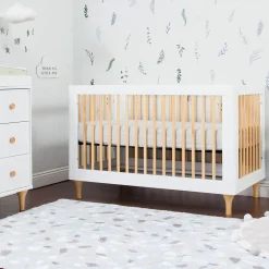 Cribs & Mattresses|Cribs & Mattresses>Babyletto Lolly 3-in-1 Convertible Crib with Toddler Bed Conversion - White / Natural