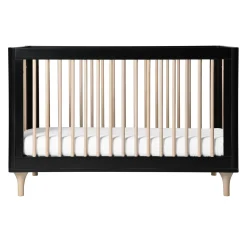 Hot Lolly 3-in-1 Convertible Crib with Toddler Bed Conversion - Black / Washed Natural Cribs & Mattresses|Cribs & Mattresses